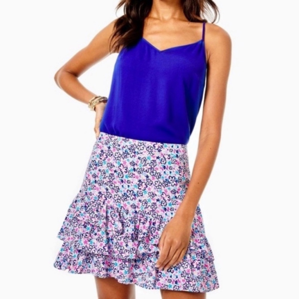 NWT Lilly Pulitzer Tilly Tiered Ruffle Skirt Fun Sun Repeat Ditsy